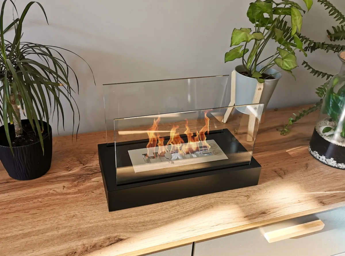 4368 Freistehender Bio-Kamin Home schwarz strukturiert matt