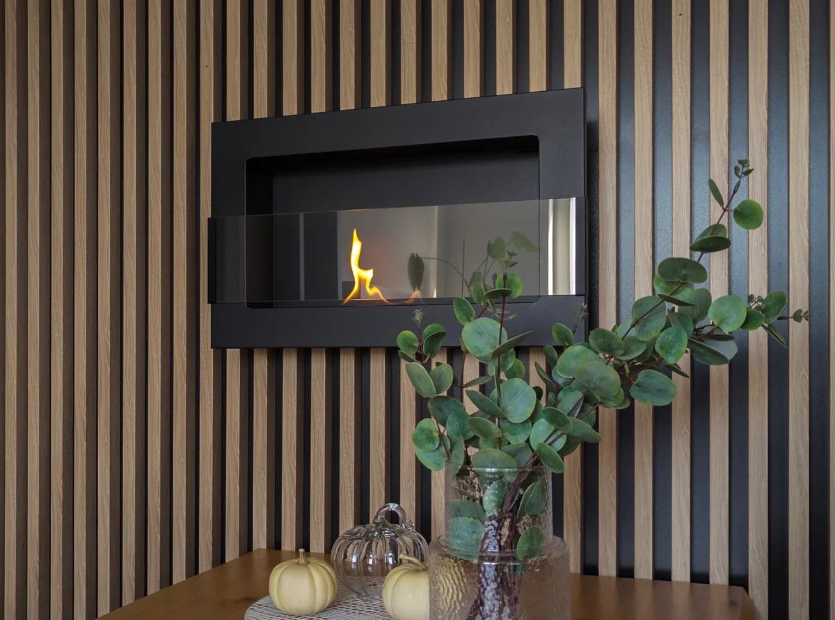 4458 Bio-Kamin 650x400 mit Glas Schwarz Struktural.