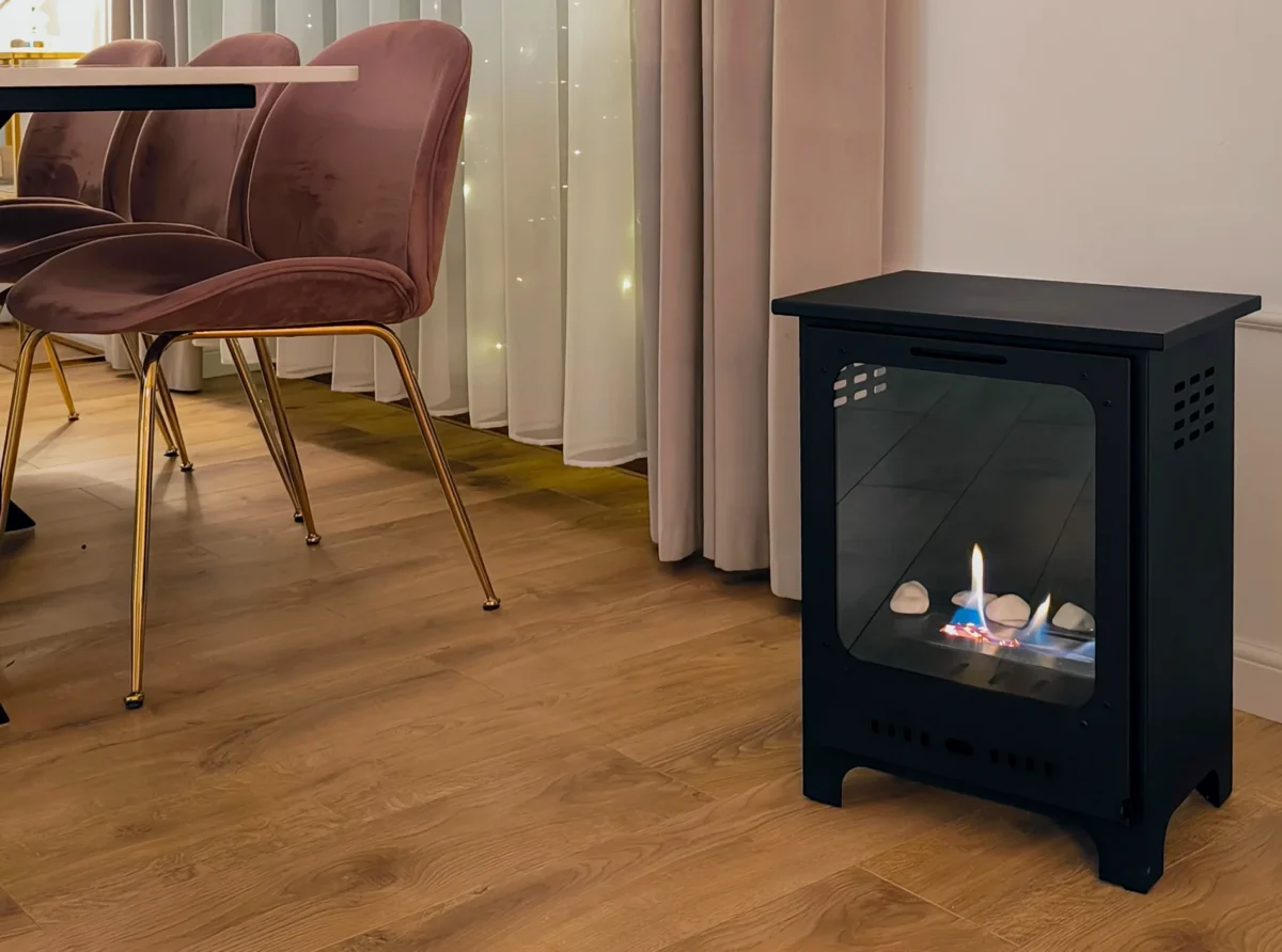 4555 Bio-Kamin Koza Mini schwarz matt mit Glas