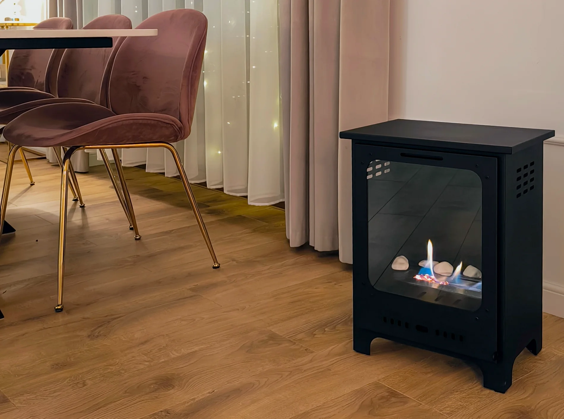 4555 Bio-Kamin Koza Mini schwarz matt mit Glas
