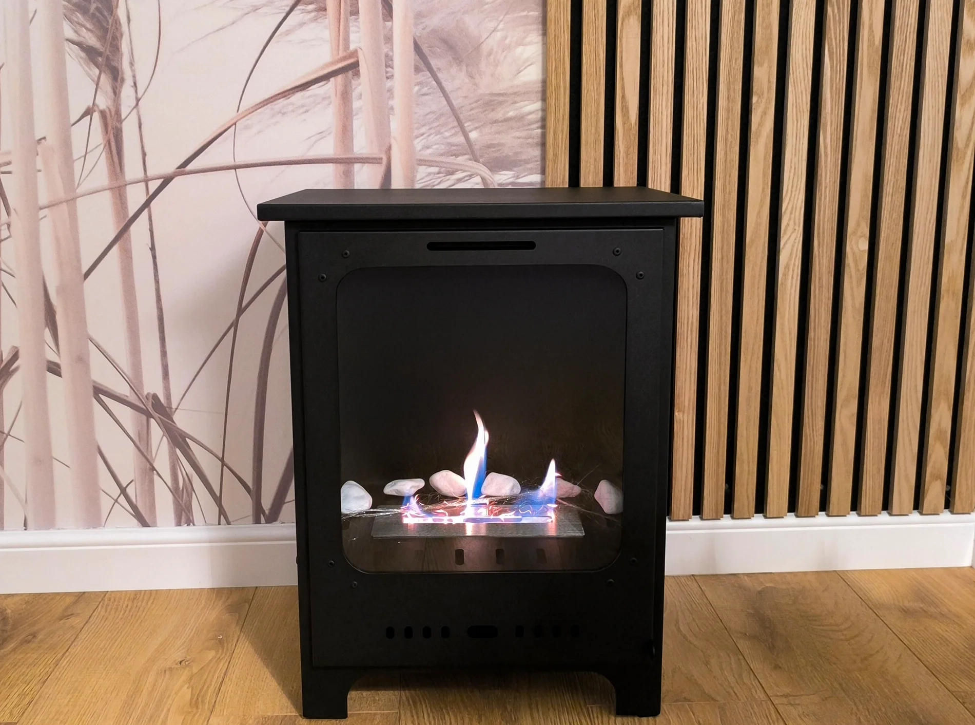 4558 Bio-Kamin Koza Mini schwarz matt mit Glas