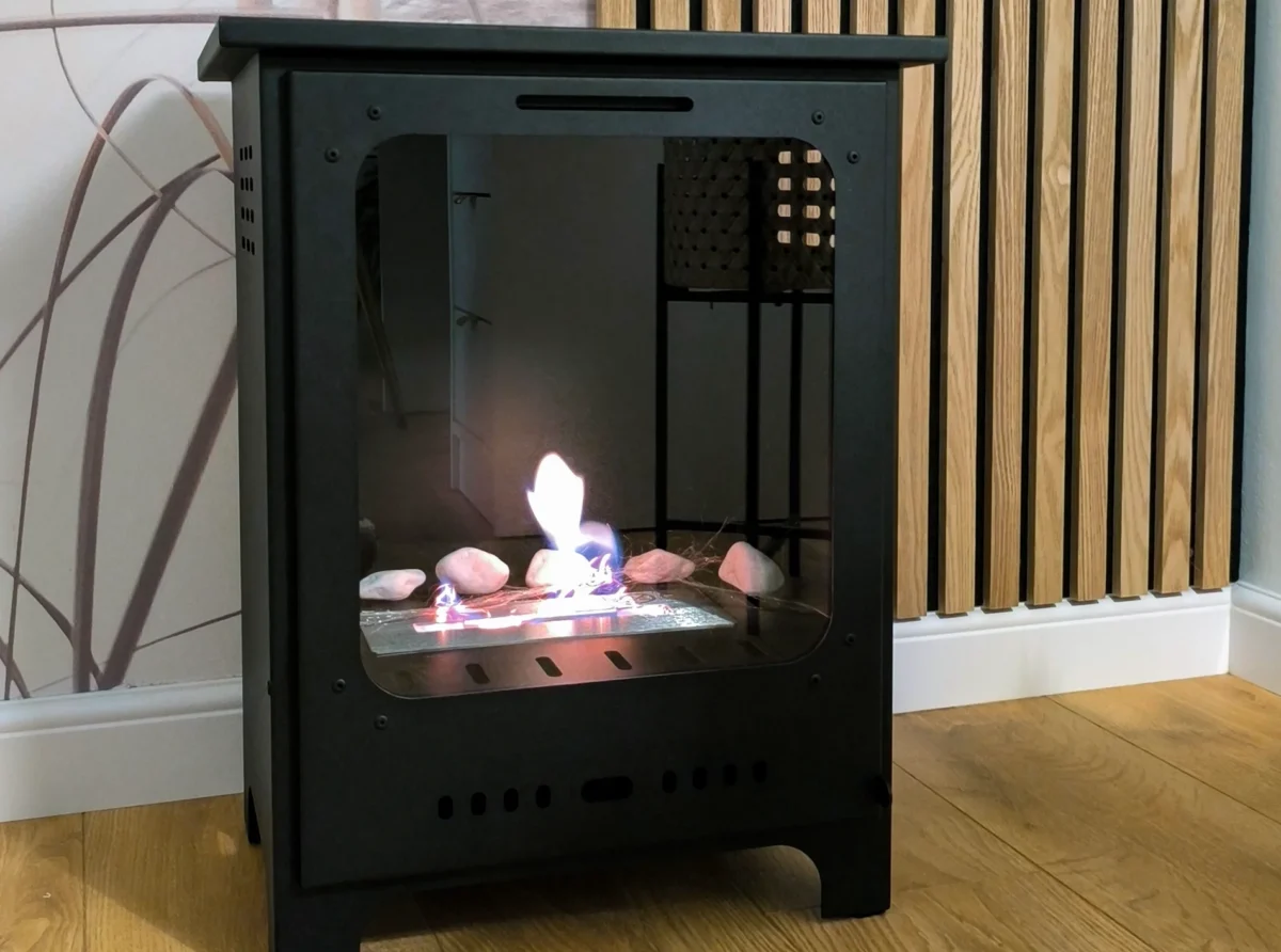 4559 Bio-Kamin Koza Mini schwarz matt mit Glas