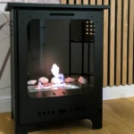 Bioethanol-Standkamin KOZA MINI – Schwarz Matt mit Glasscheibe