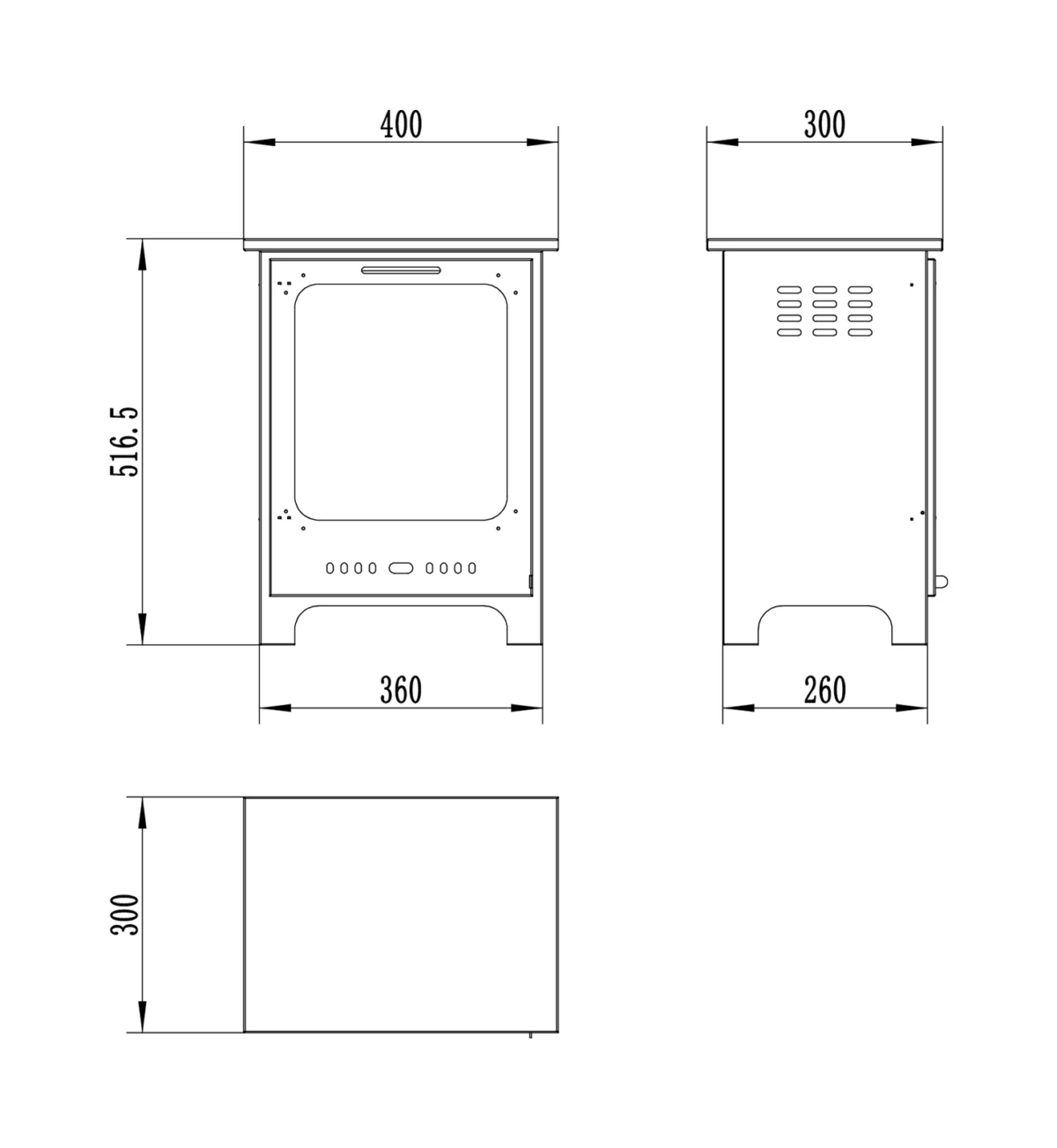4560 Bio-Kamin Koza Mini schwarz matt mit Glas