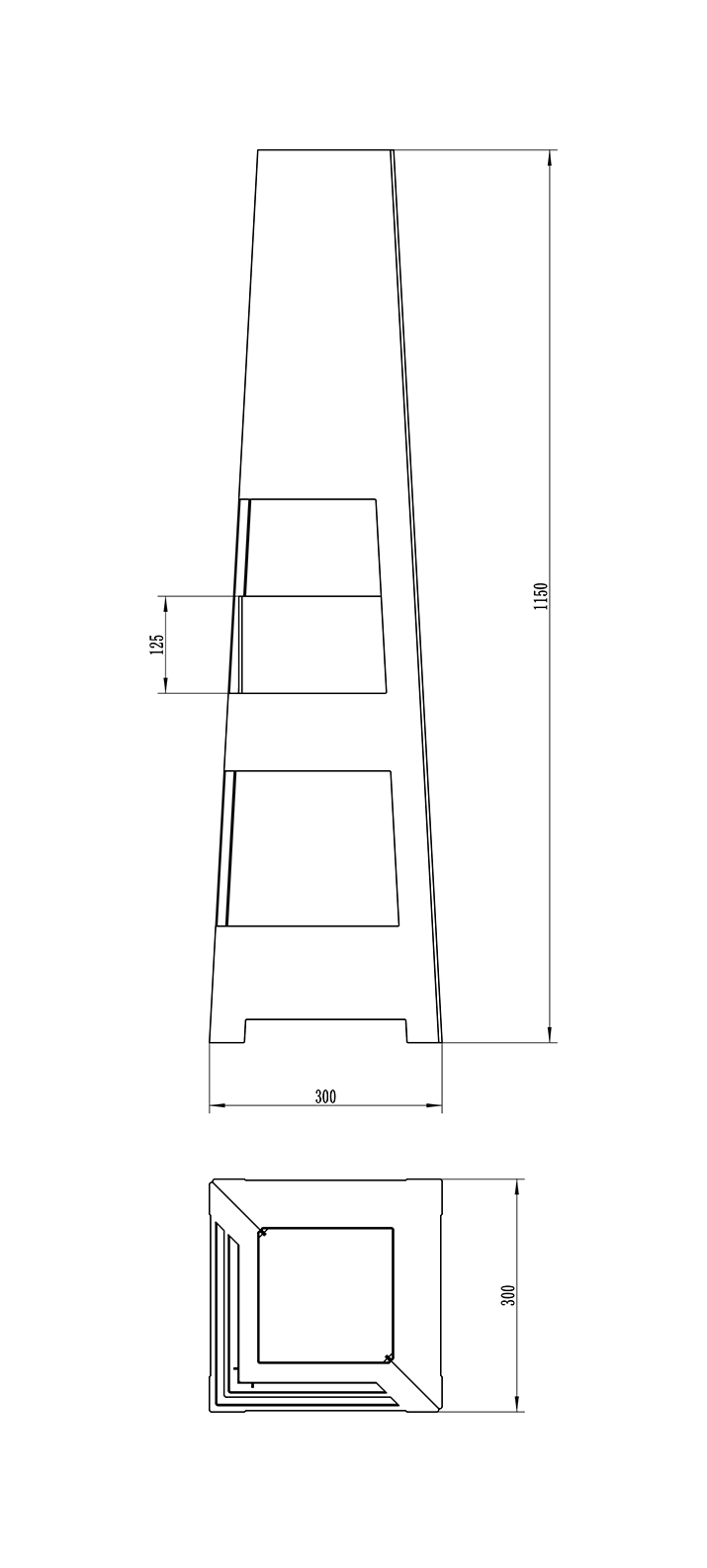 4882-1 Freistehender Bio-Kamin Pyramid Garden schwarz matt