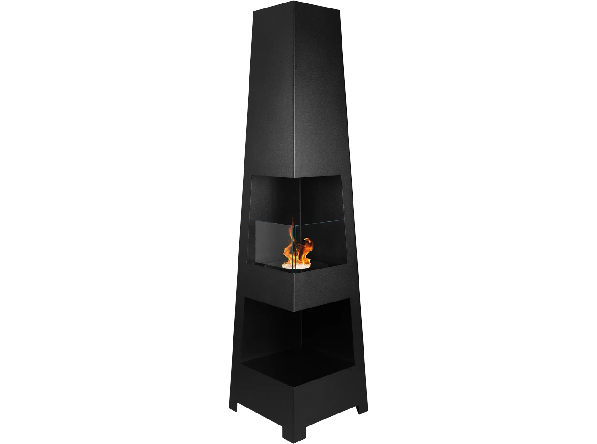 4893 Freistehender Bio-Kamin Pyramid Garden schwarz matt