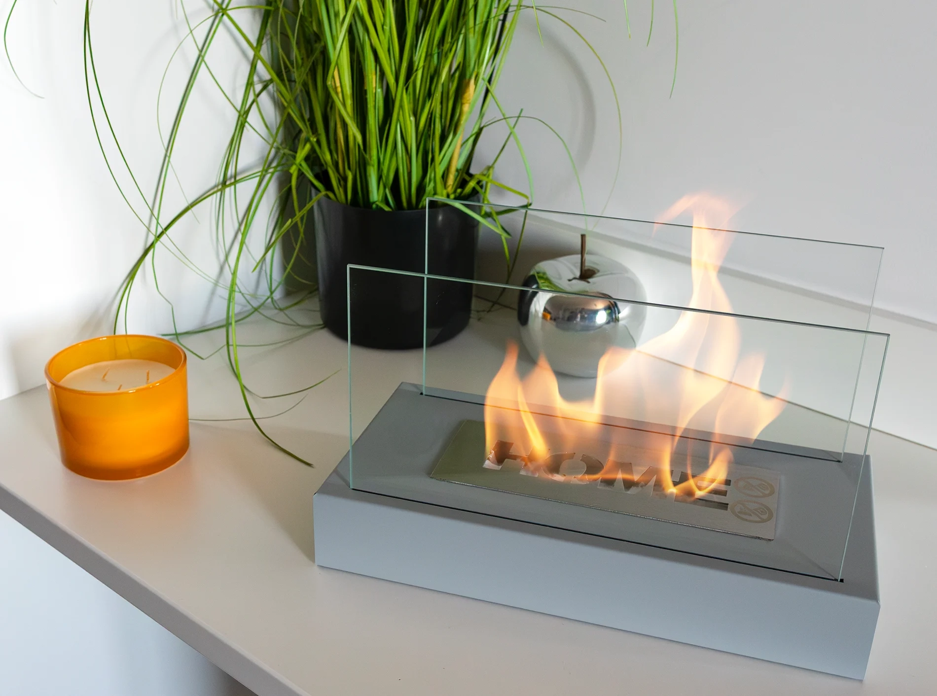 4898 Freistehender Bioethanol-Kamin Home grau strukturiert matt