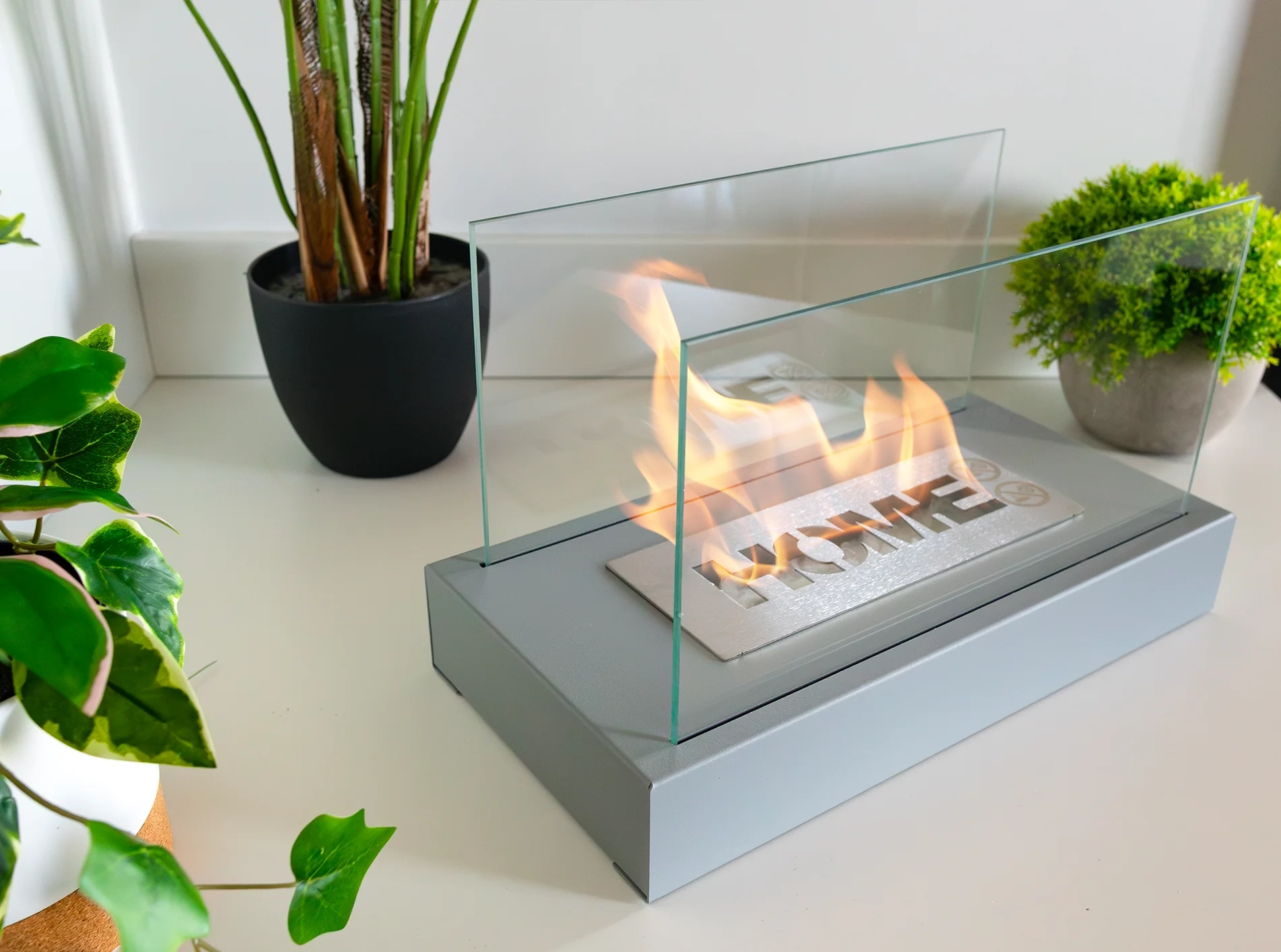 4899 Freistehender Bioethanol-Kamin Home grau strukturiert matt