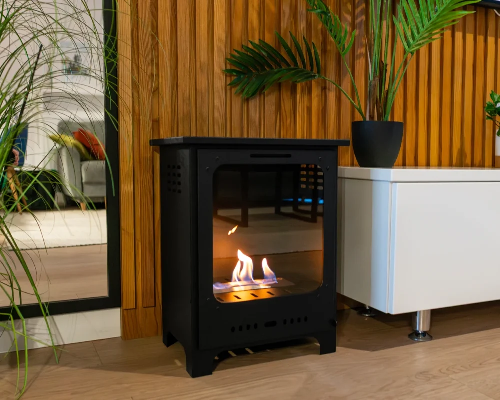 4909 Bio-Kamin Koza Mini schwarz matt mit Glas