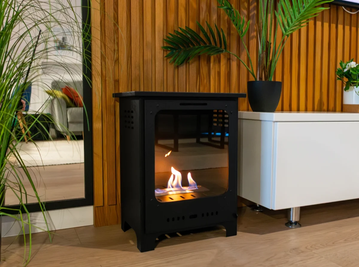 4909 Bio-Kamin Koza Mini schwarz matt mit Glas