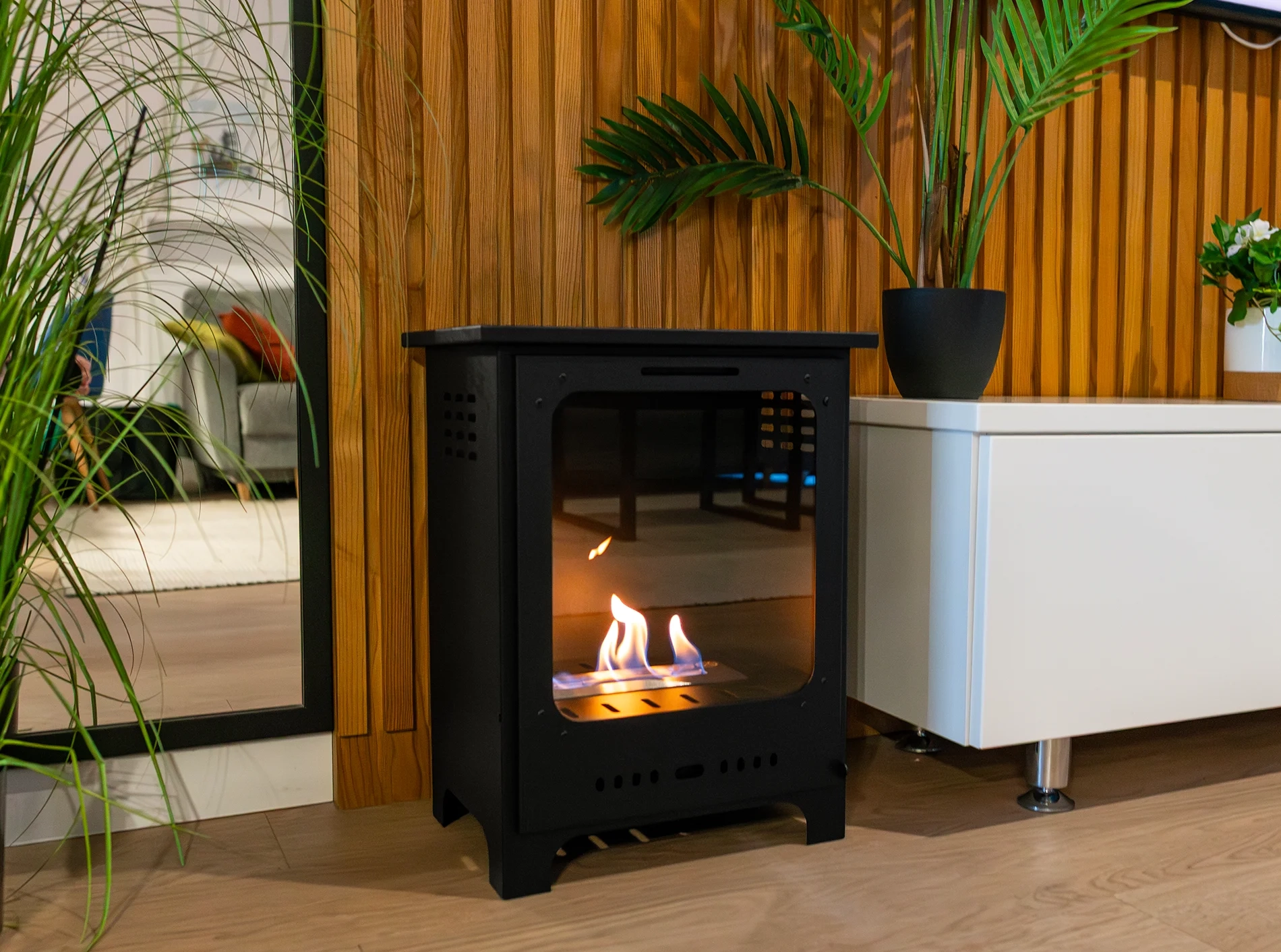 4909 Bio-Kamin Koza Mini schwarz matt mit Glas