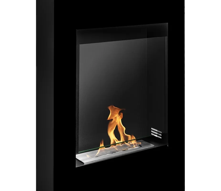 4984 Biokamin Portal Modern Schwarz Matt mit Glas
