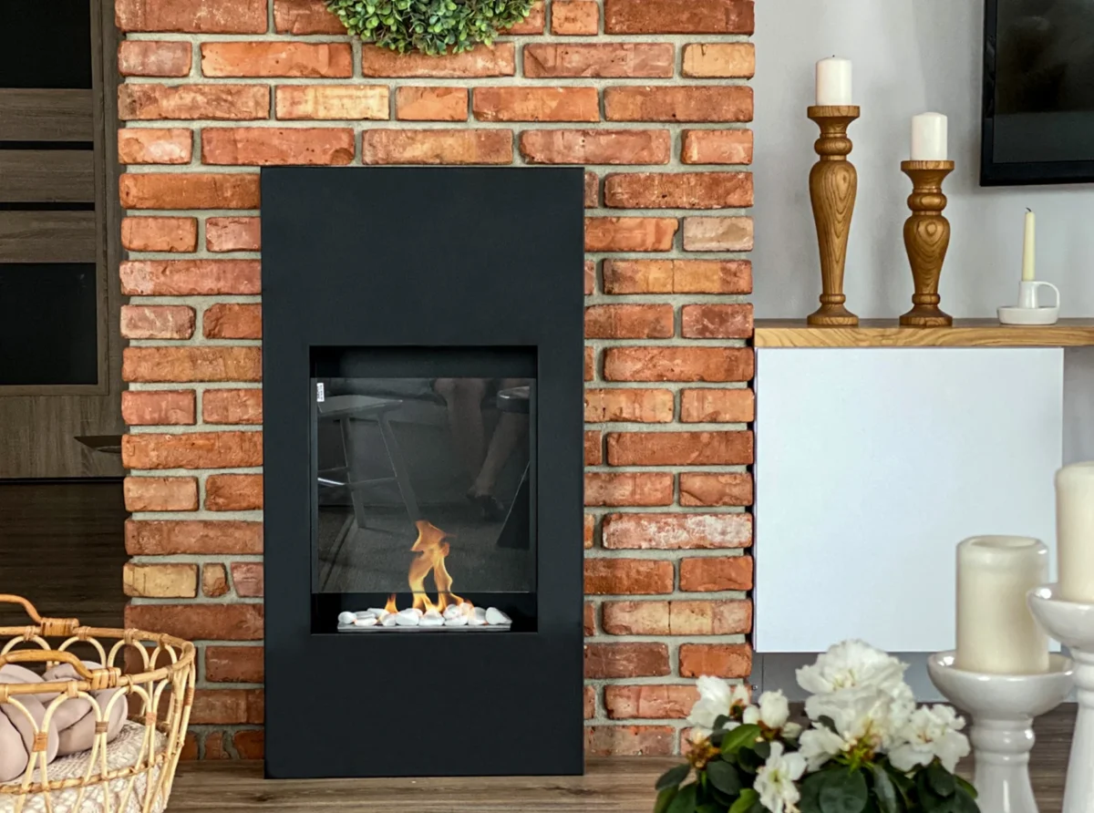 4986-1 Biokamin Portal Modern Schwarz Matt mit Glas