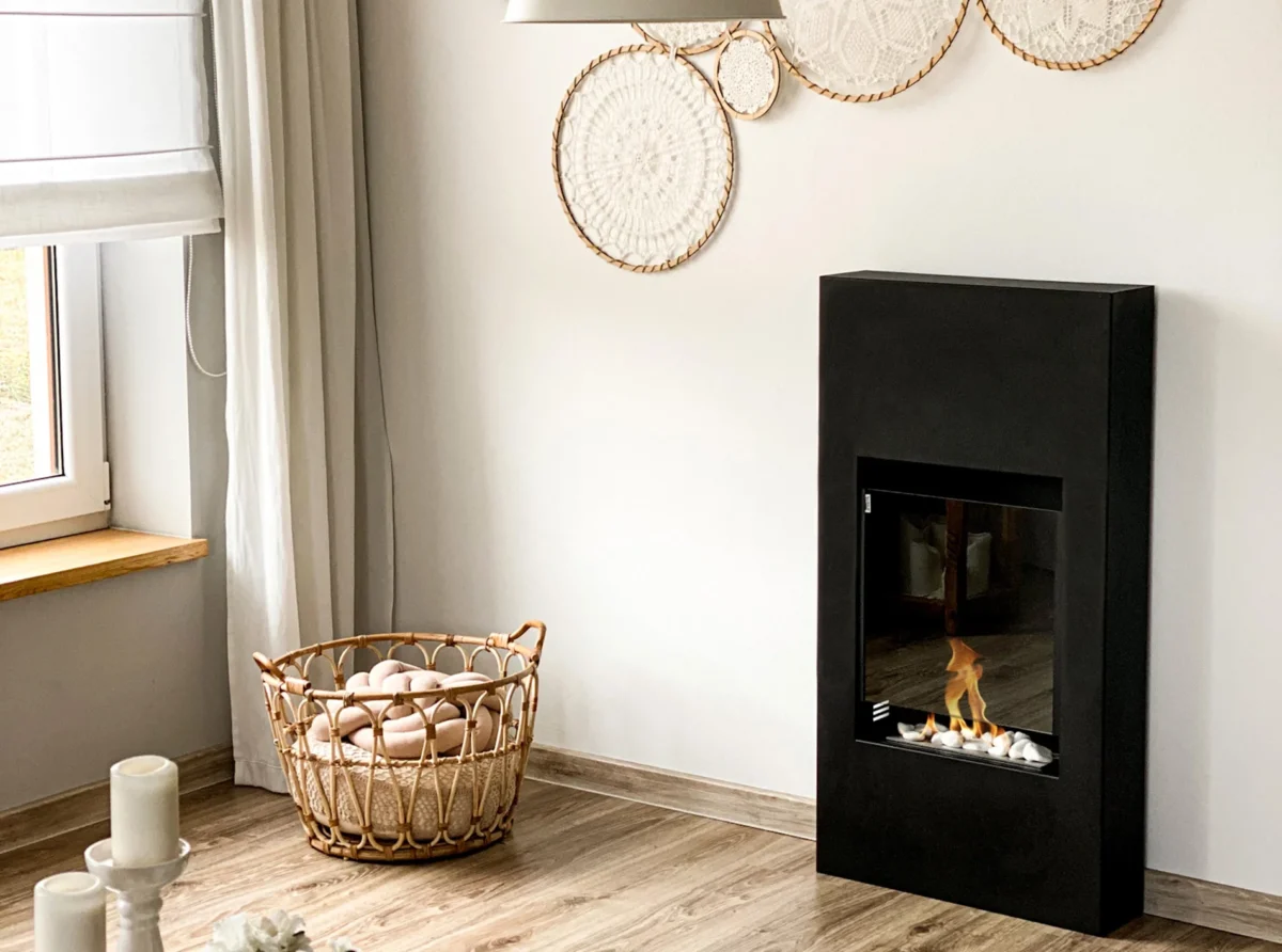 4988 Biokamin Portal Modern Schwarz Matt mit Glas
