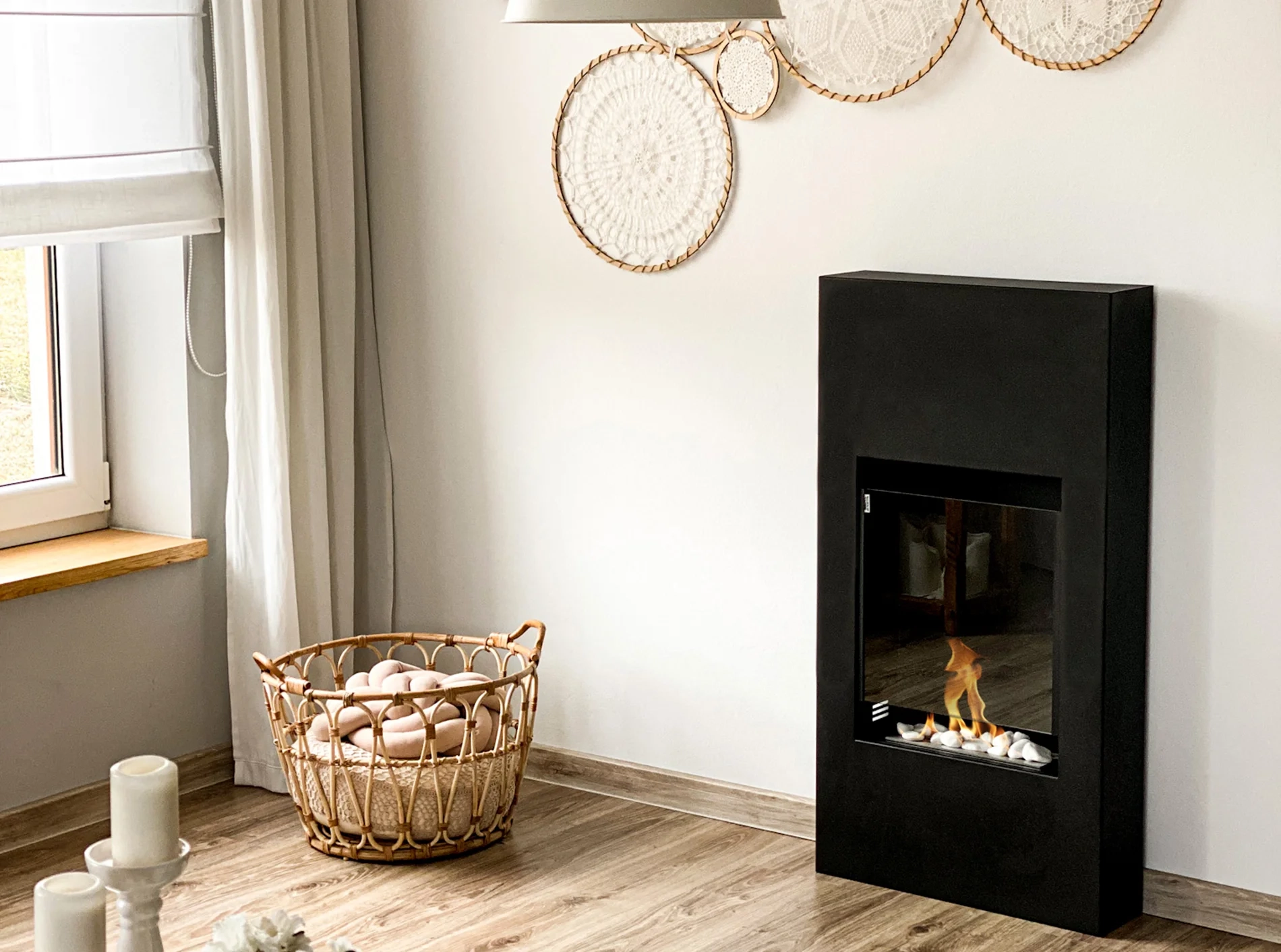 4988 Biokamin Portal Modern Schwarz Matt mit Glas