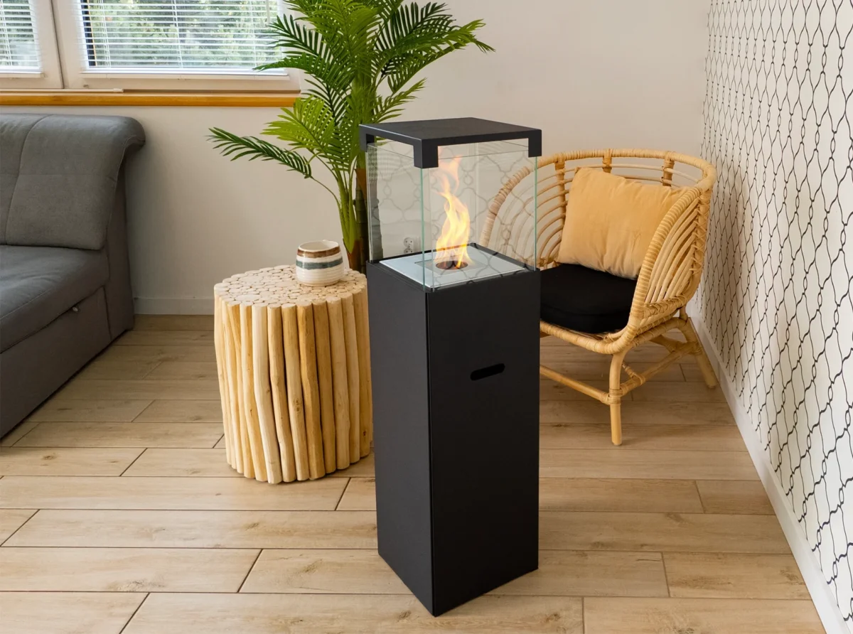 Freistehender Bio-Kamin PATIO - BESTIA schwarz matt