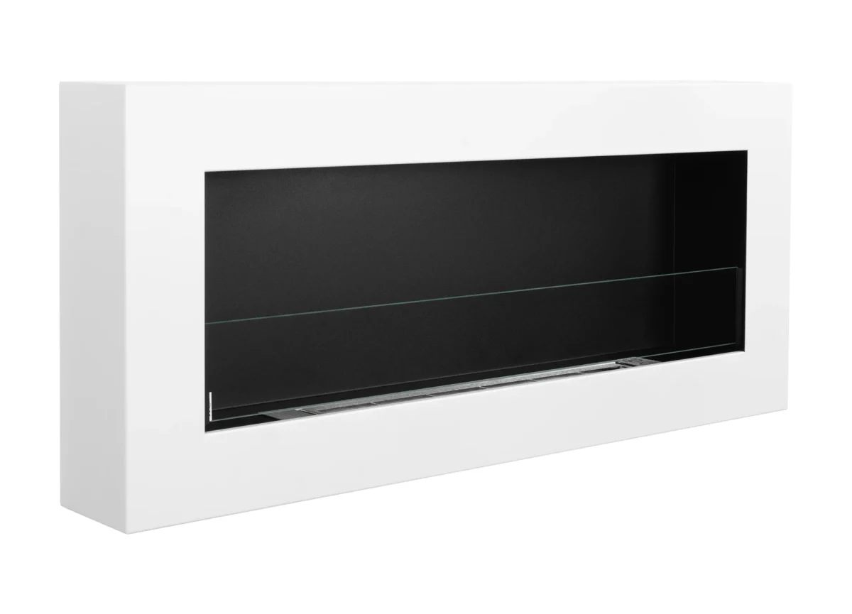 5043 Wandbioethanolofen mit Glas 900x400 Box weiß strukturiert matt