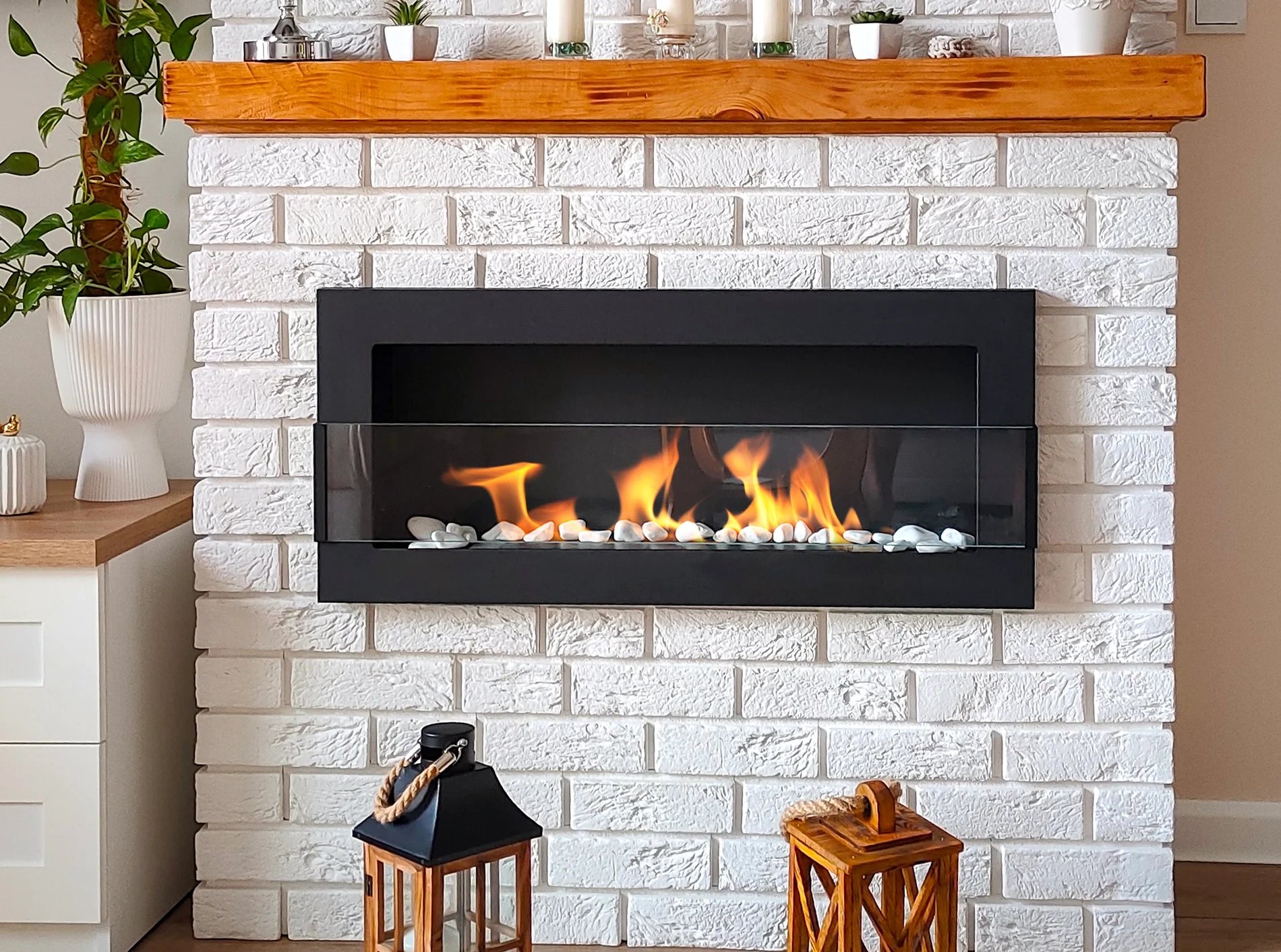5071 Bio-Kamin 900x400 mit Glas Schwarz Strukturiert