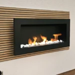 Bioethanol-Wandkamin 900 × 400 – Schwarz Strukturmatt