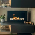 Bioethanol-Wandkamin 650 × 400 – Schwarz Strukturmatt