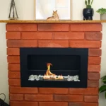 Bioethanol-Wandkamin 650 × 400 Slim – Schwarz mit Glasscheibe