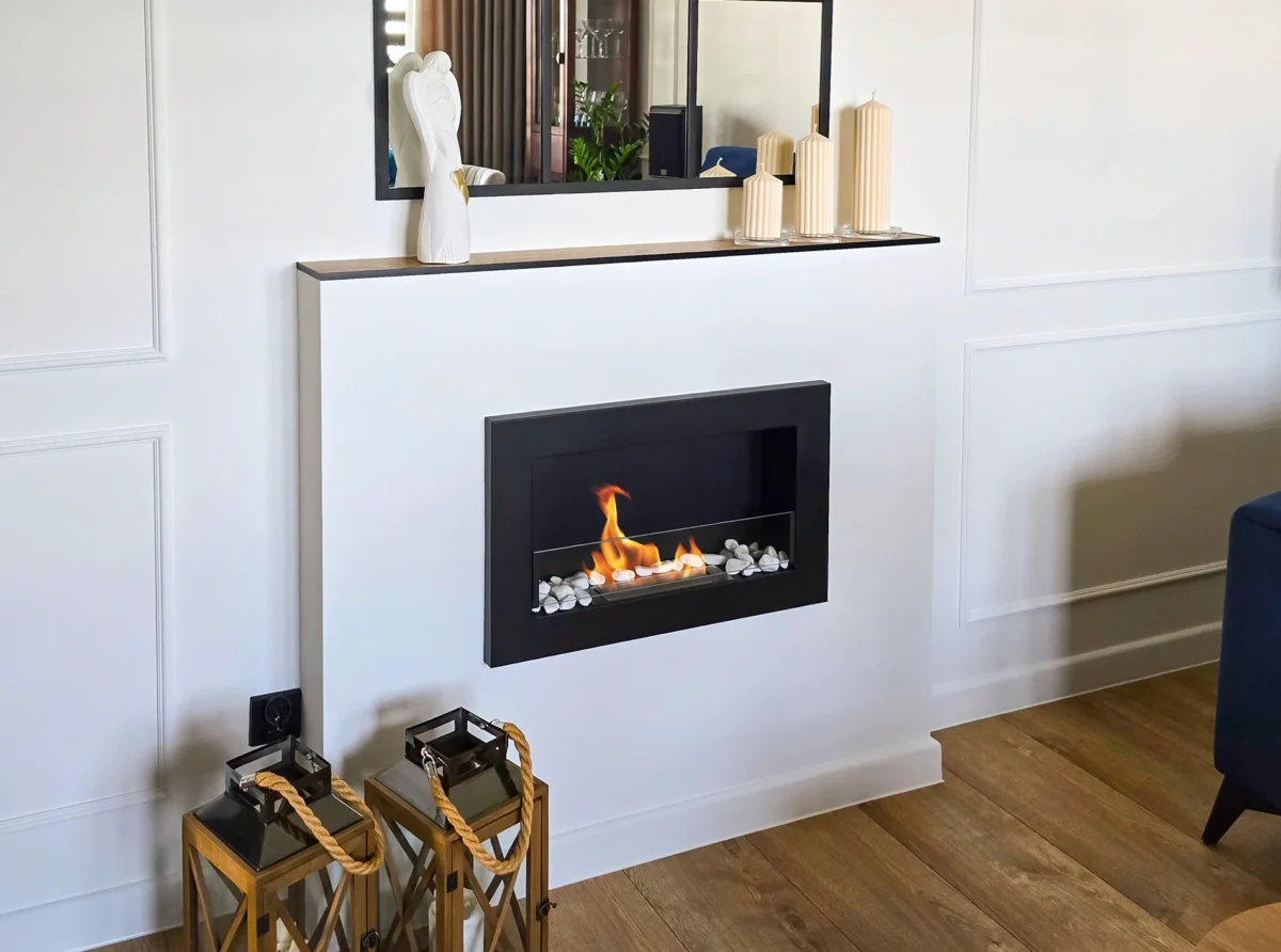 5112 Bio-Kamin 650x400 Slim Schwarz mit Glas