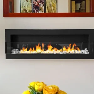 Bioethanol-Wandkamin 1200 × 400 – mit Glasscheibe