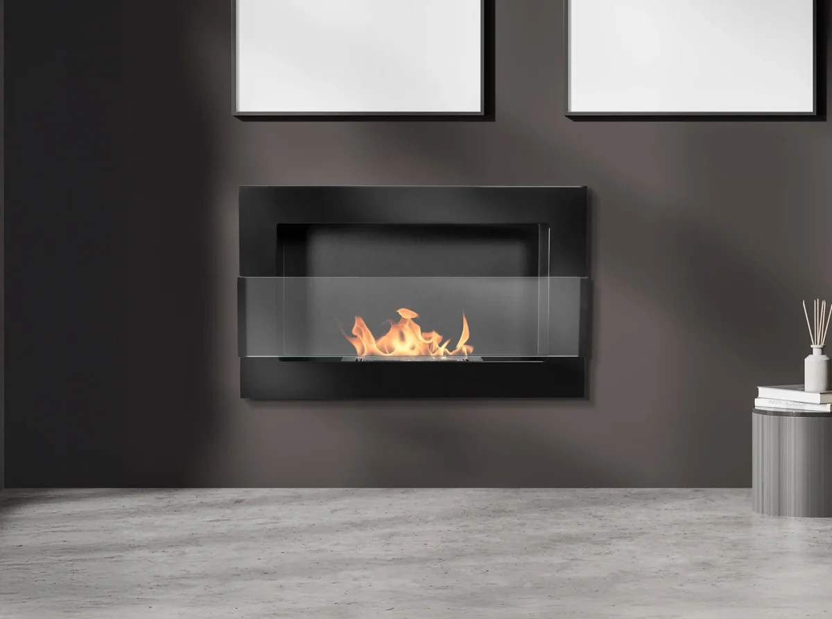 5138 Hängender Bio-Kamin mit Glas 650x400 schwarz glänzend