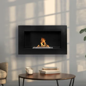Bioethanol-Wandkamin BOX 650 × 400 – Schwarz Strukturmatt