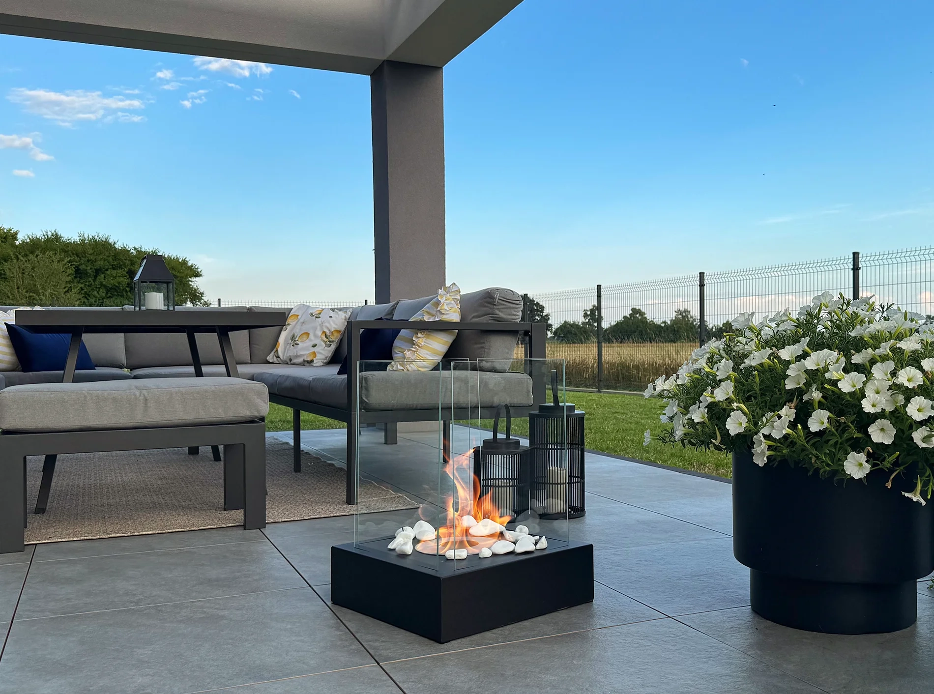 5154 Freistehender Bio-Kamin Sunset Garden Schwarz