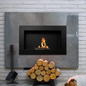 Bioethanol-Wandkamin 650 × 400 – Schwarz Strukturmatt