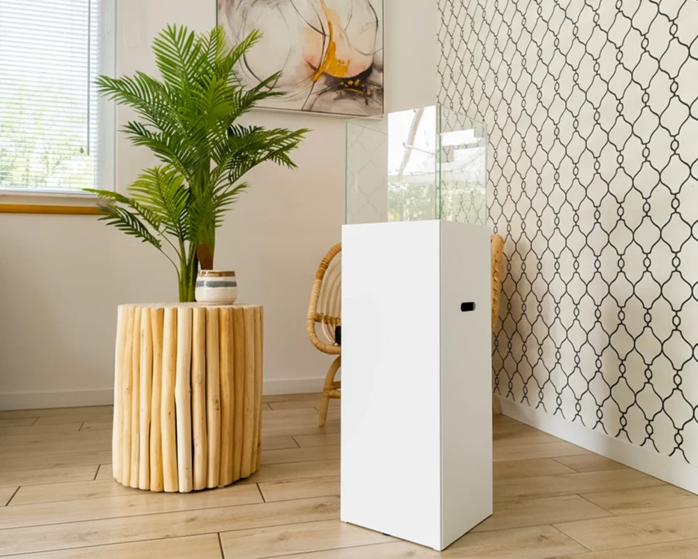 5186 Freistehender Bio-Kamin PATIO weiß matt