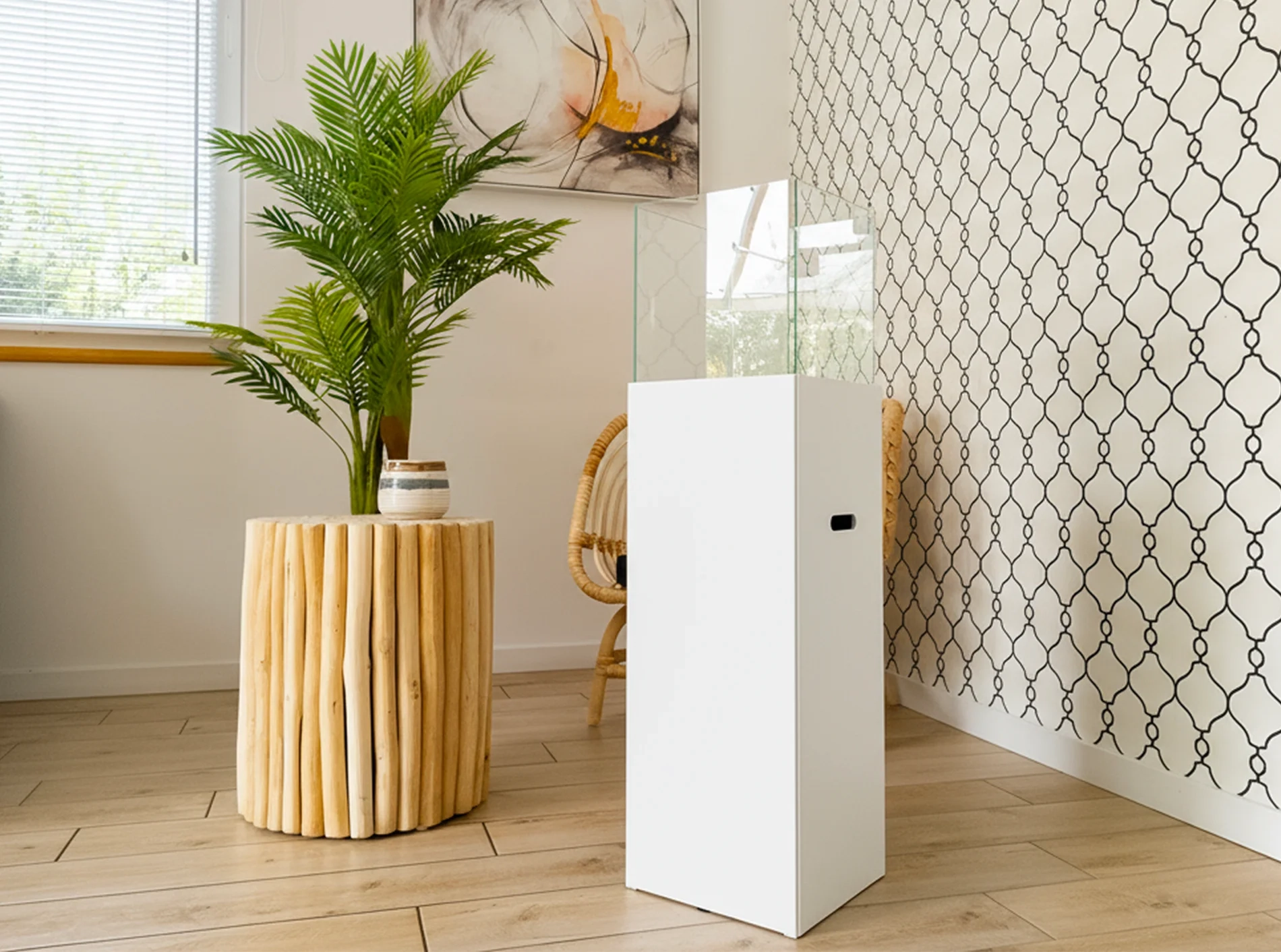 Freistehender Bio-Kamin PATIO weiß matt
