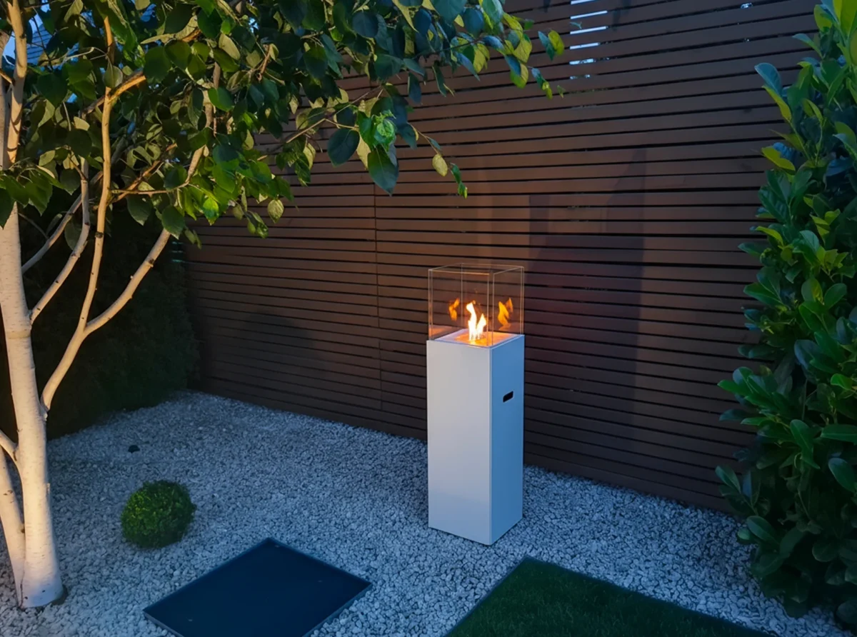 Freistehender Bio-Kamin PATIO weiß matt