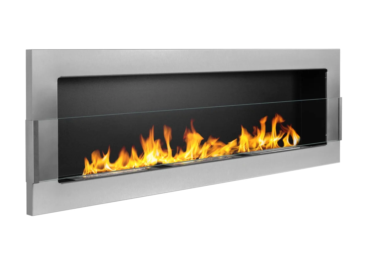 5260 Bio-Kamin 1200x400 Inox Silber mit Glas