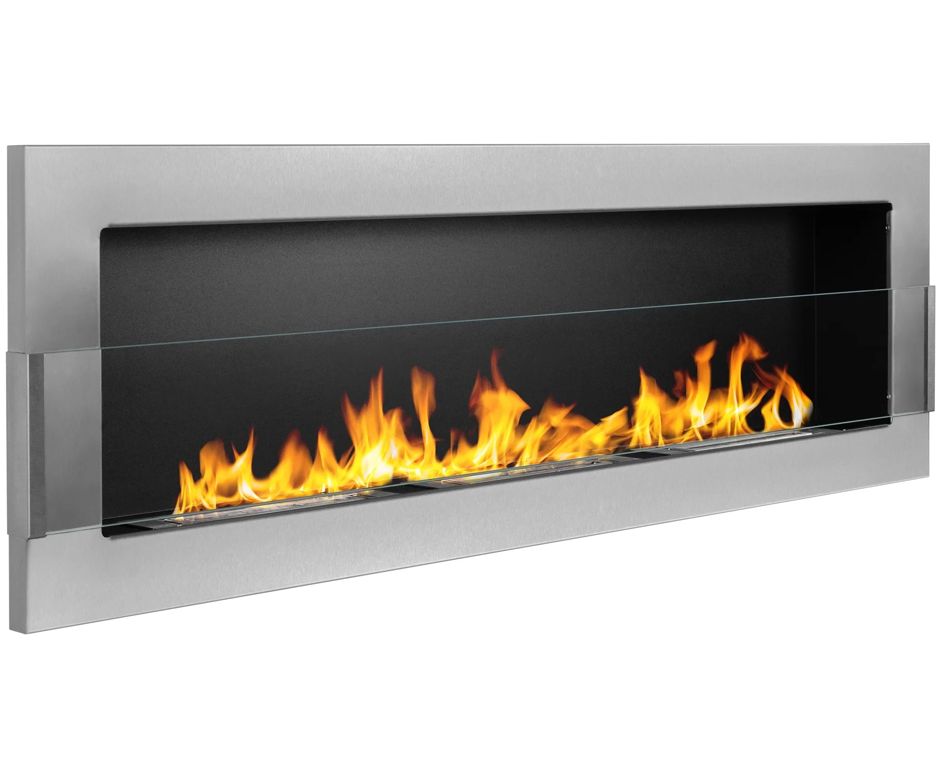 5260 Bio-Kamin 1200x400 Inox Silber mit Glas