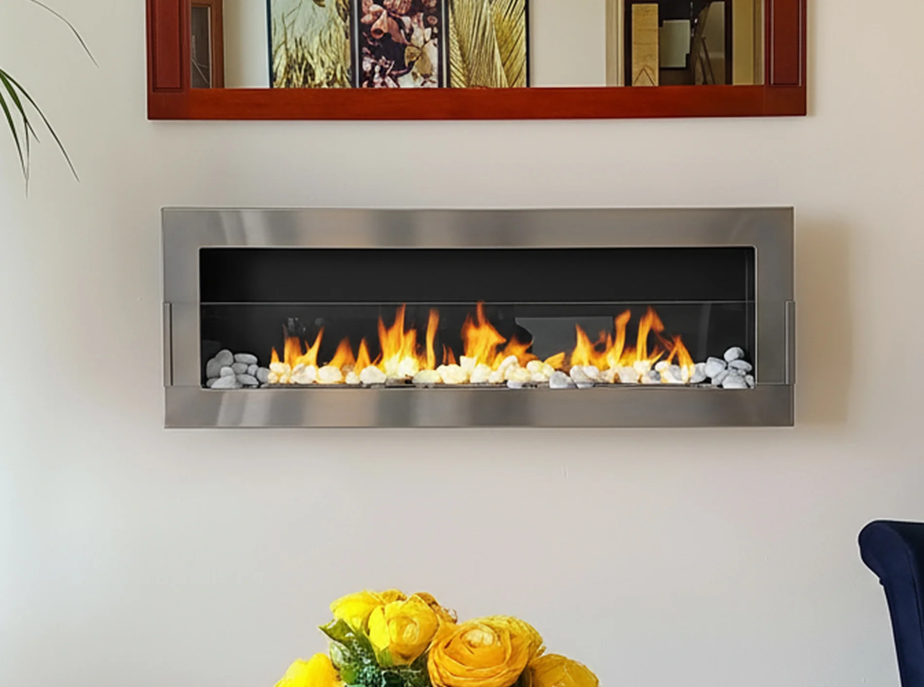 5270 Bio-Kamin 1200x400 Inox Silber mit Glas