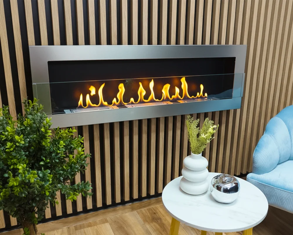 5271 Bio-Kamin 1200x400 Inox Silber mit Glas