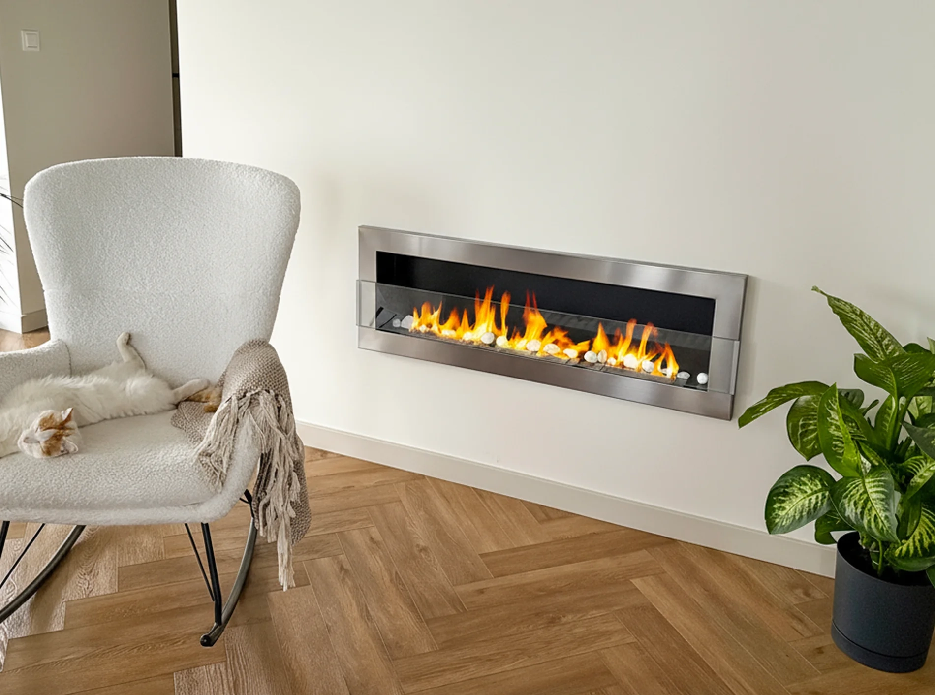 5272 Bio-Kamin 1200x400 Inox Silber mit Glas