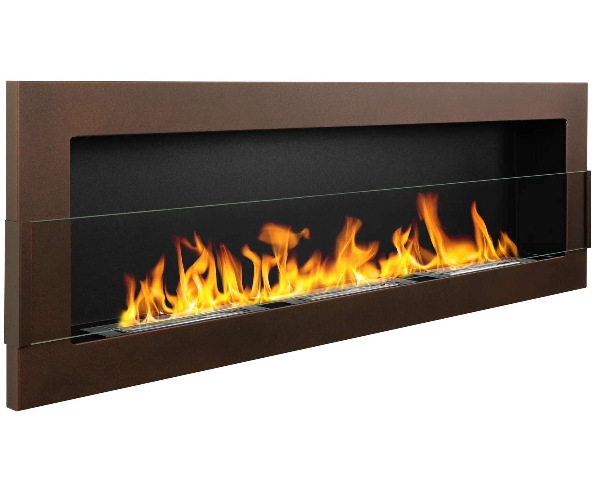 5286 Bio-Kamin 1200x400 braun matt mit Glas