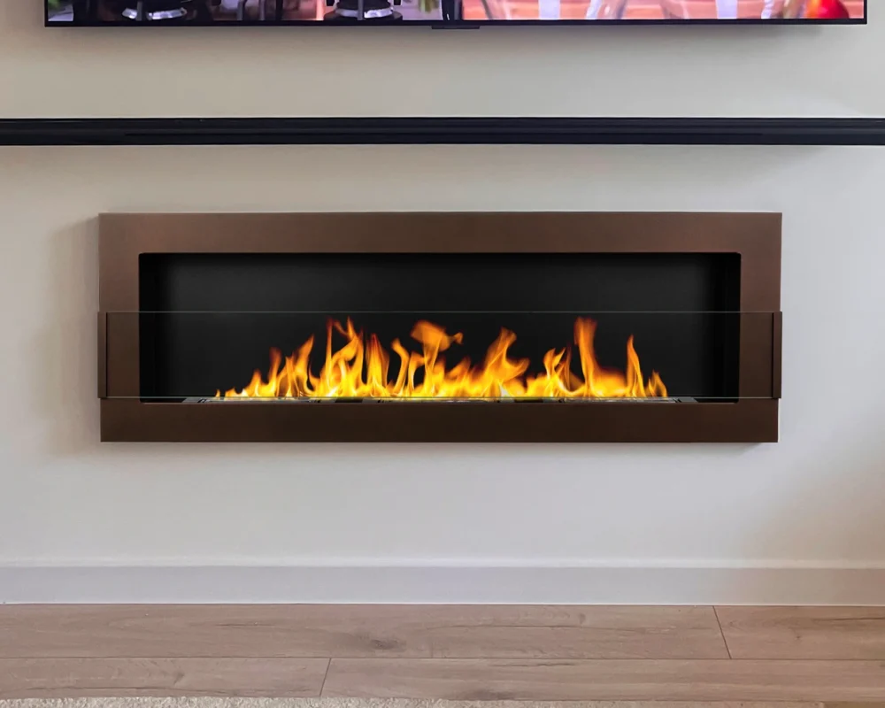5298 Bio-Kamin 1200x400 braun matt mit Glas