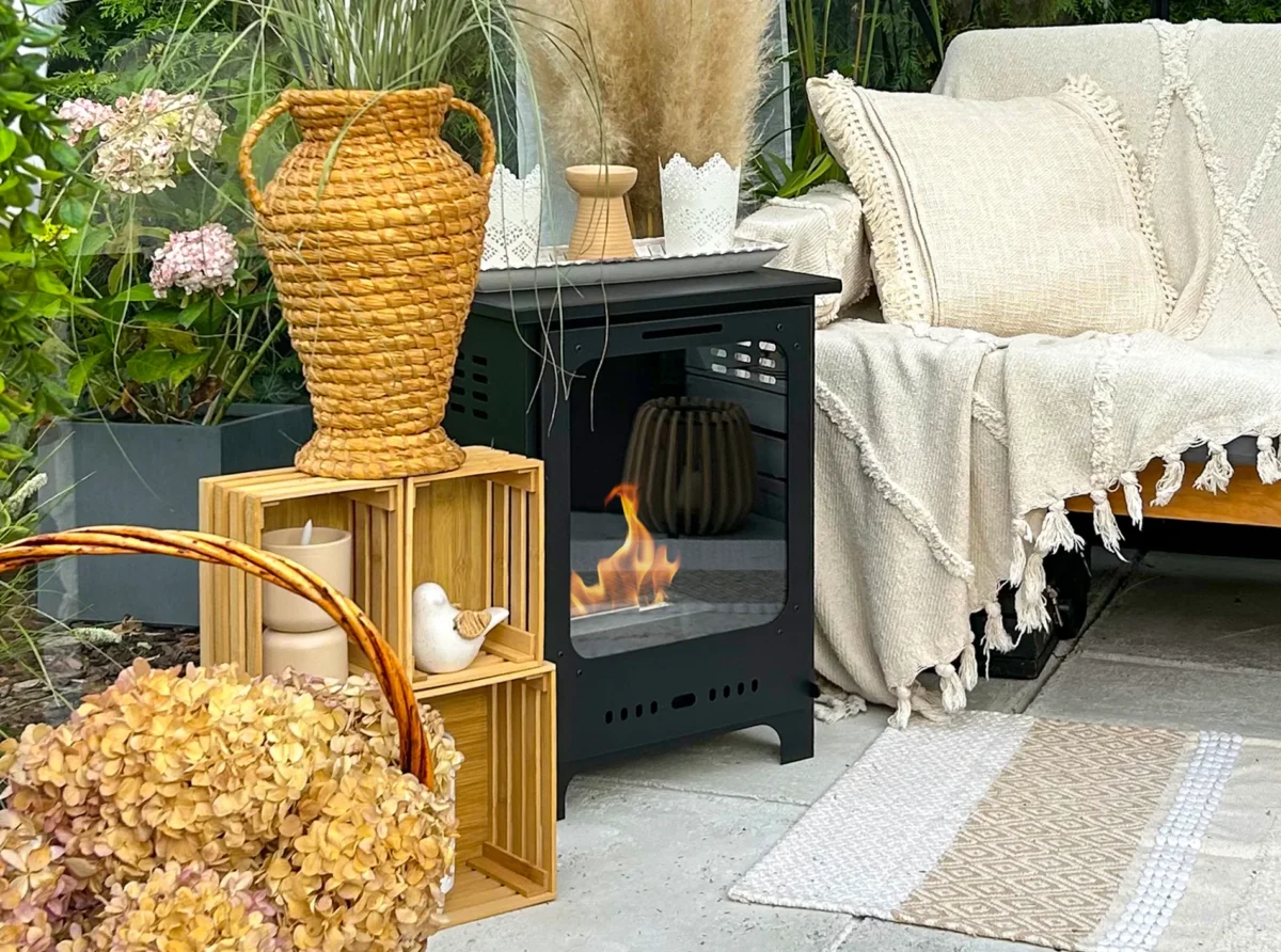 5301 Bio-Kamin Koza Mini schwarz matt mit Glas
