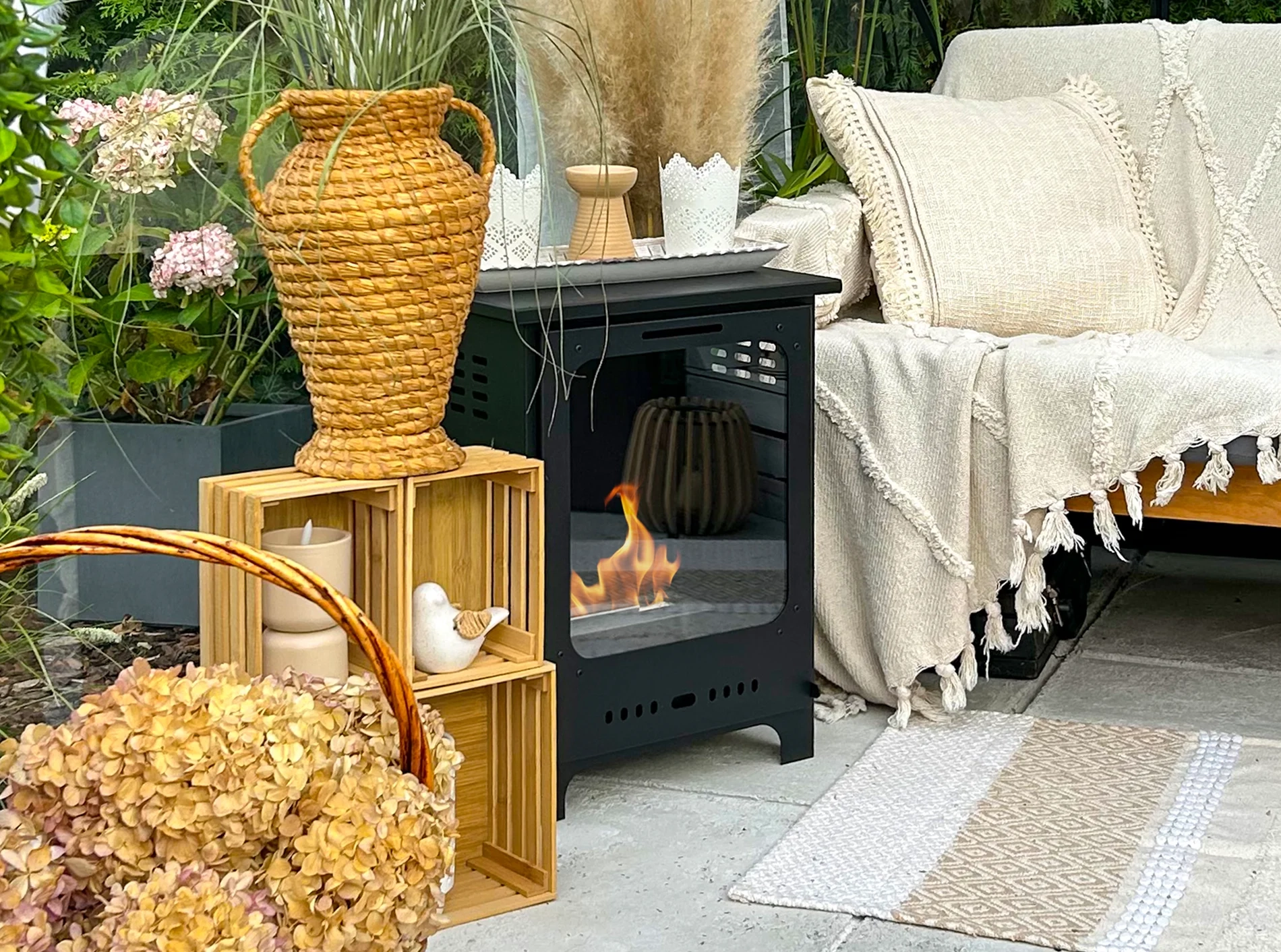 5301 Bio-Kamin Koza Mini schwarz matt mit Glas