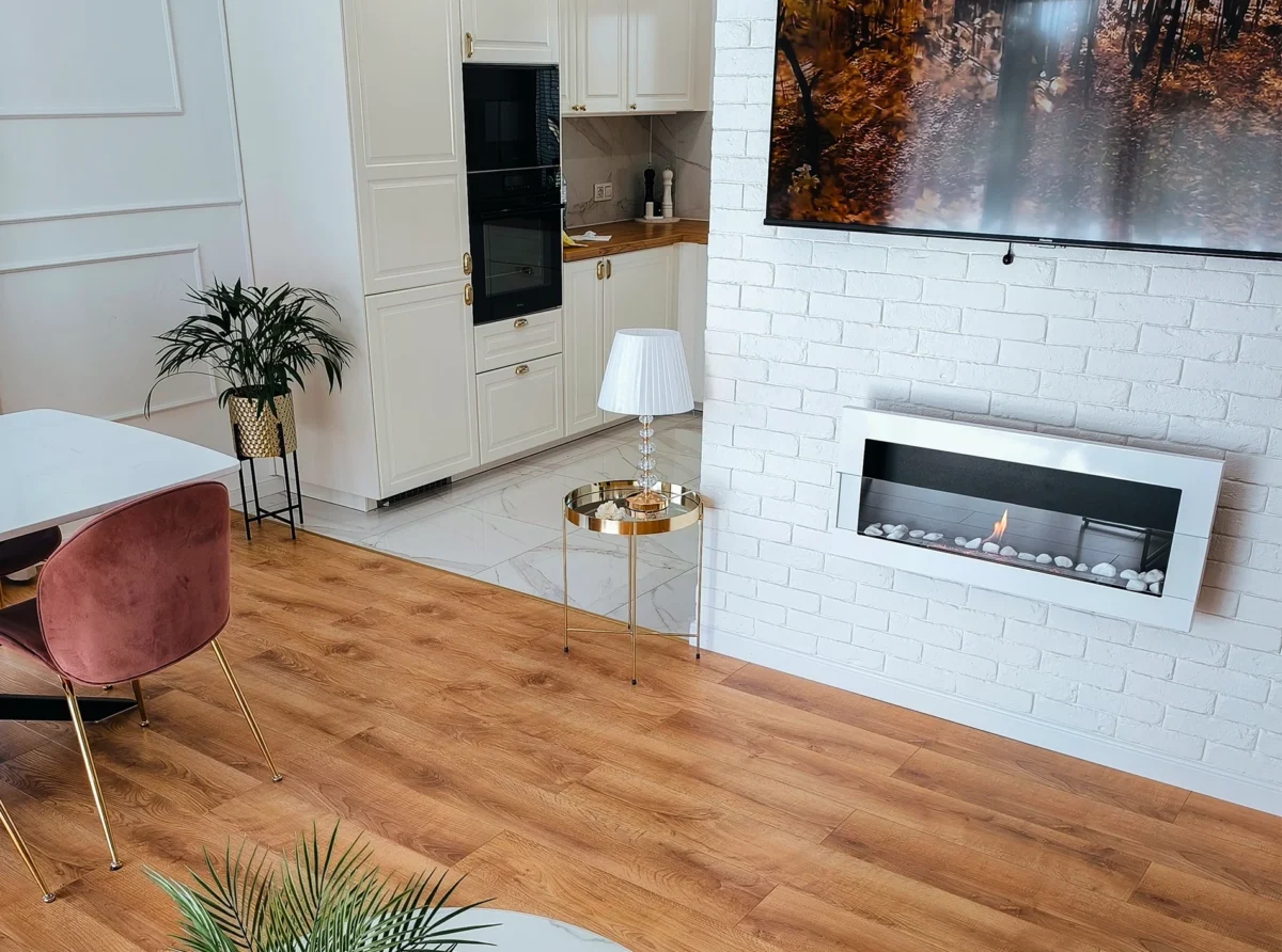 5374 Bio-Kamin 900x400 mit Glas Weiß Hochglanz