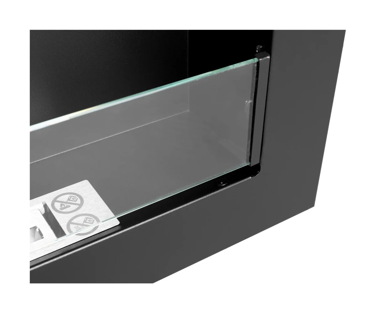 5412 Bio-Kamin 900x400 SLIM Schwarz matt mit ÖFFNENDEM Glas