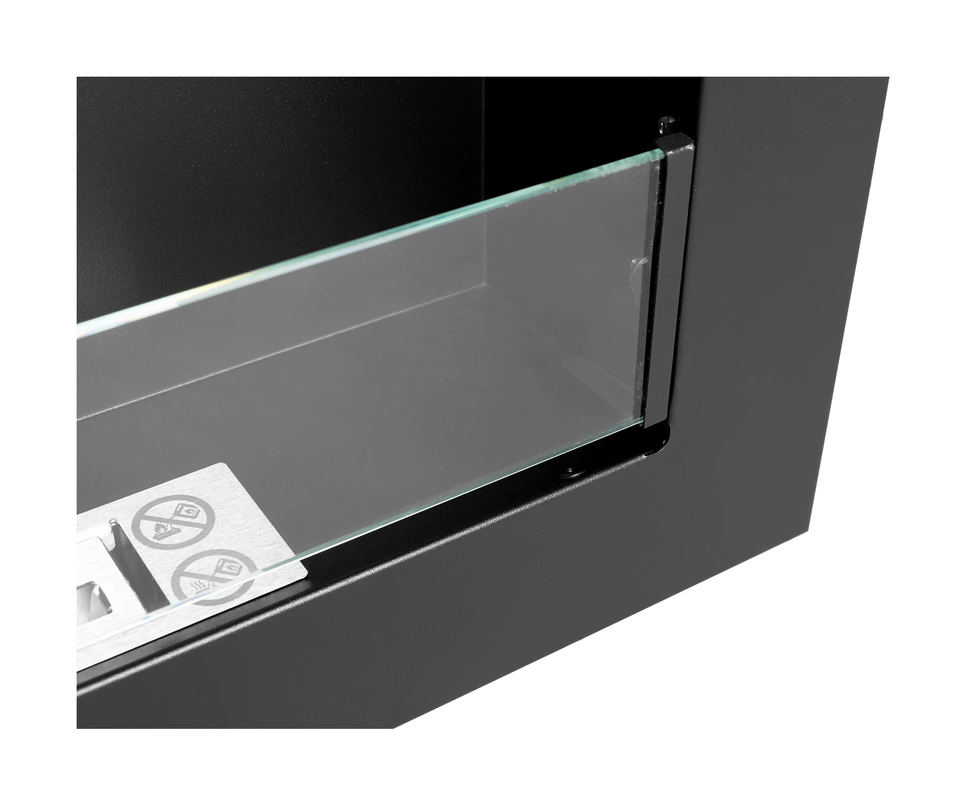5412 Bio-Kamin 900x400 SLIM Schwarz matt mit ÖFFNENDEM Glas