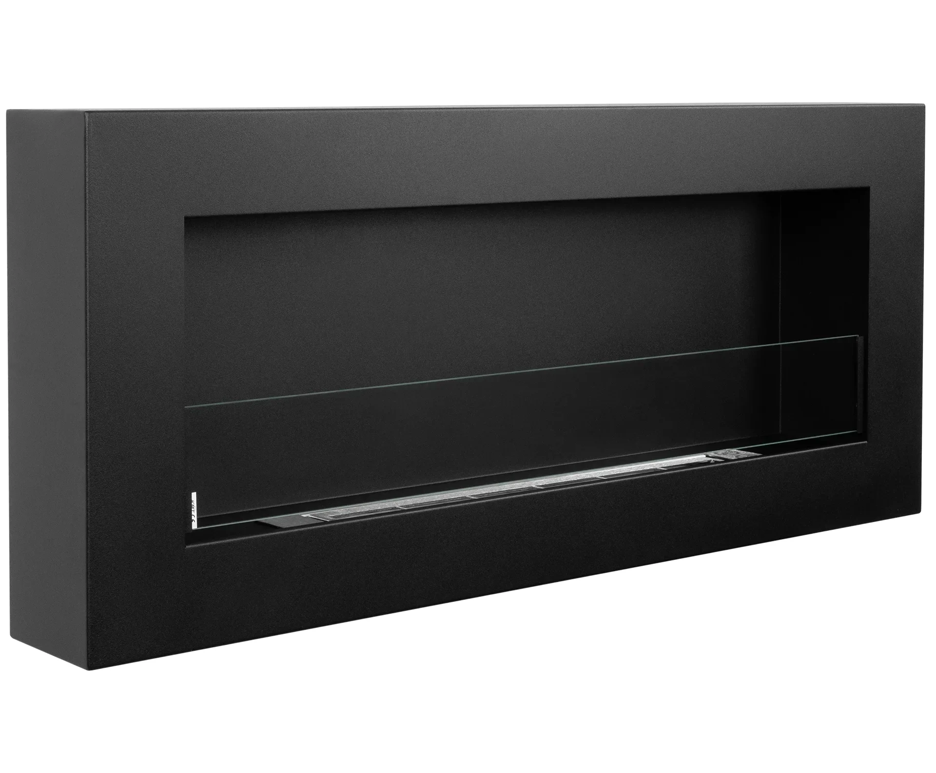 Biokamin Box 900x400 schwarz matt mit ÖFFNENDEM Glas