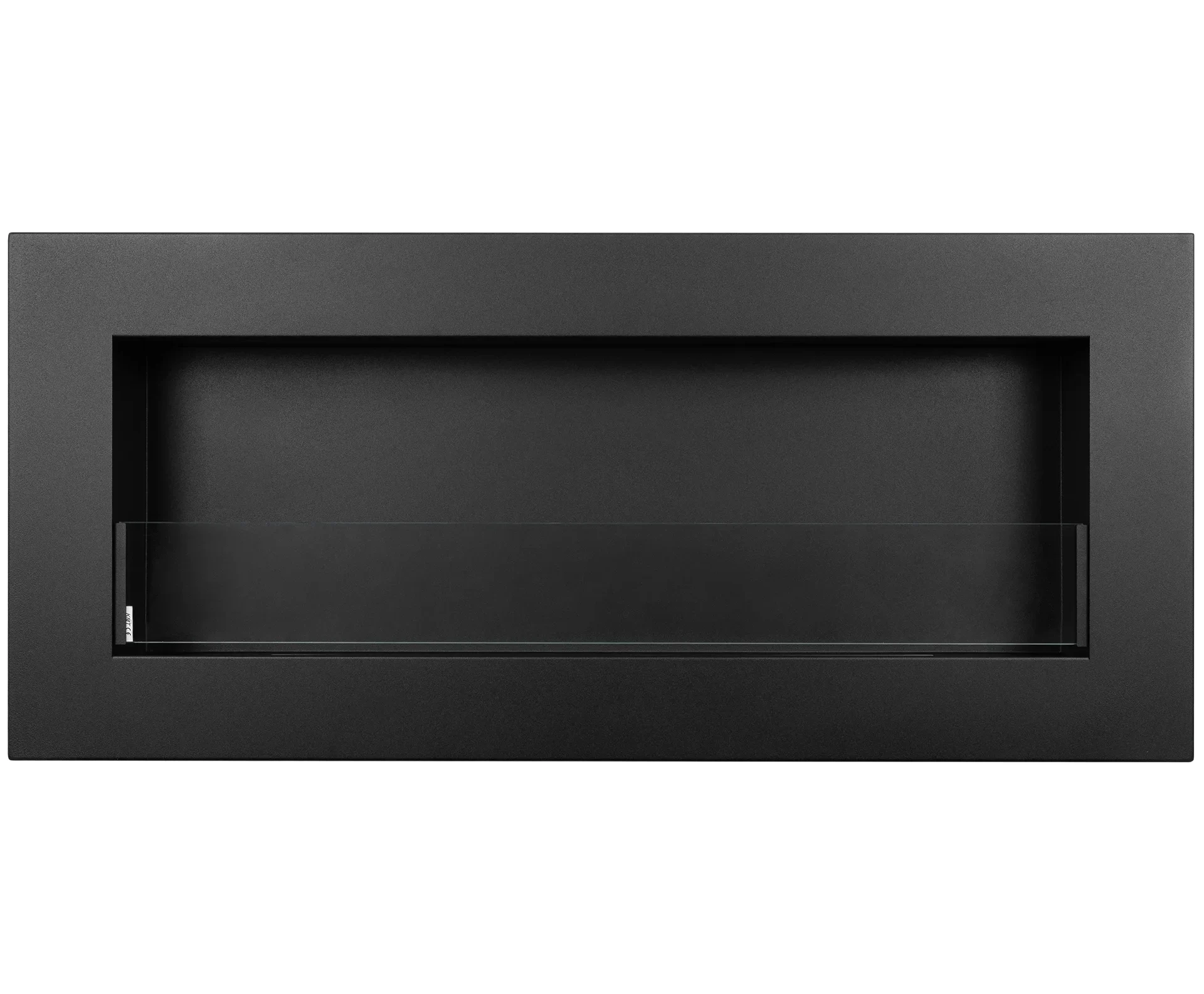 Biokamin Box 900x400 schwarz matt mit ÖFFNENDEM Glas