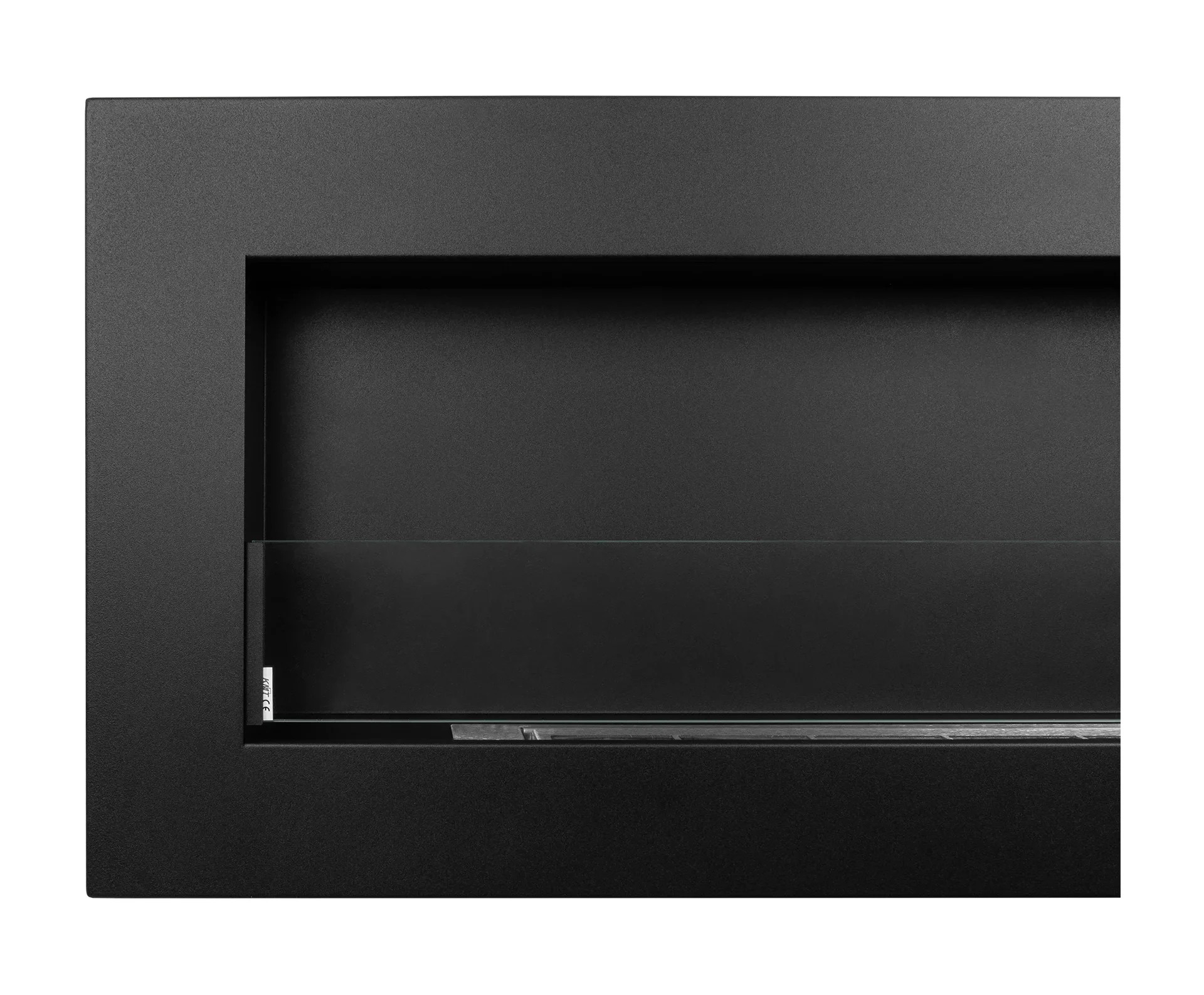Biokamin Box 900x400 schwarz matt mit ÖFFNENDEM Glas