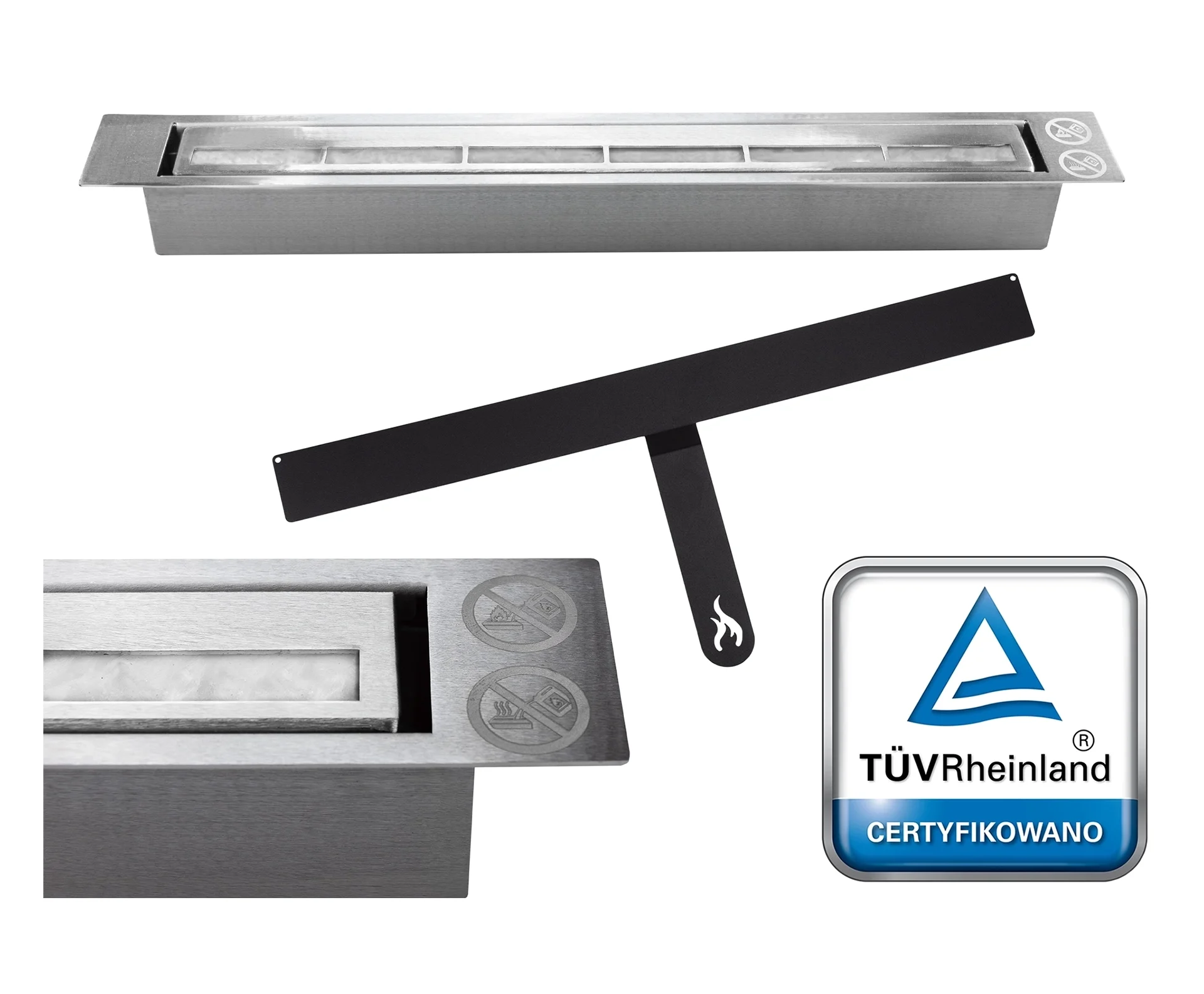Biokamin Box 900x400 schwarz matt mit ÖFFNENDEM Glas